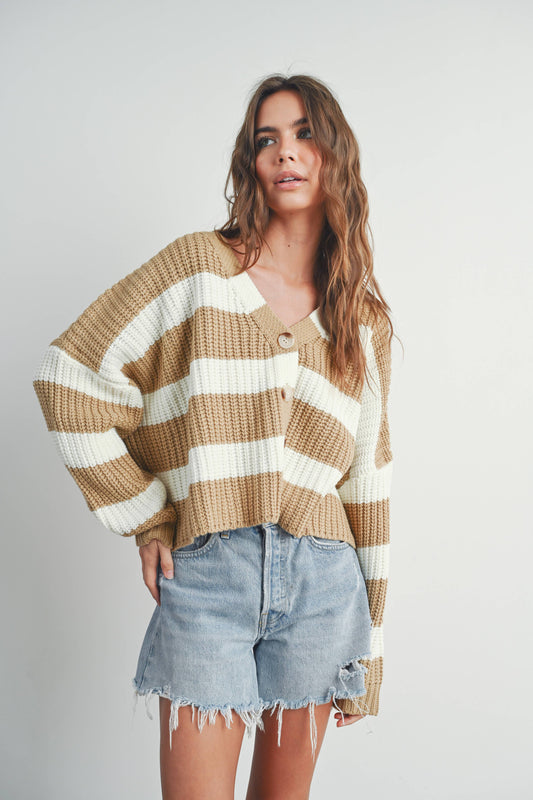 Striped V-Neck Cardigan